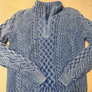Vineyard Vines Blue Zip Up Cable Knit Sweater